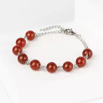 Браслет сердолик (биж. сплав) 8 мм 17 см (+3 см)