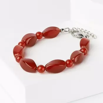 Браслет сердолик (биж. сплав, сталь хир.) 17 см (+3 см)