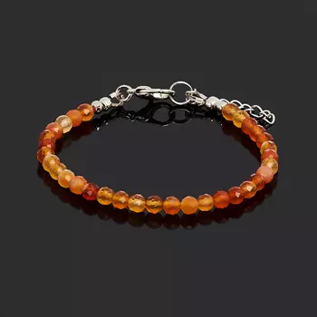 Браслет сердолик (биж. сплав, сталь хир.) огранка 4 мм 17 см (+3 см)