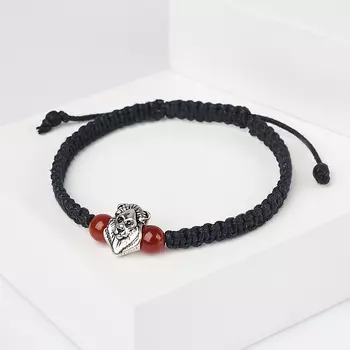 Браслет сердолик (биж. сплав, текстиль) шамбала 6 мм 17 см (регулируемый)