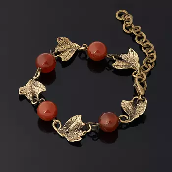 Браслет сердолик (бронза) 8 мм 16 см (+5 см)