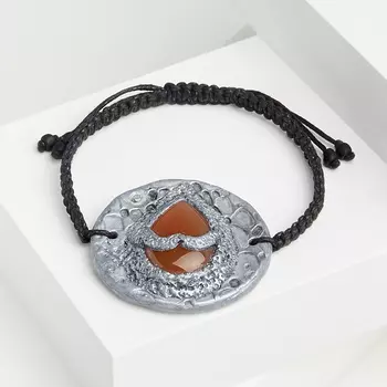 Браслет сердолик (глина полимерная, текстиль) шамбала 16 см (регулируемый)