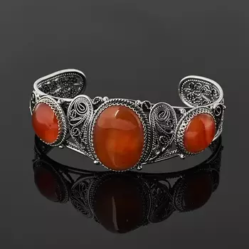 Браслет сердолик (нейзильбер) 17 см