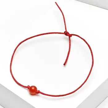 Браслет сердолик (текстиль) красная нить Для здоровья 6 мм 28 см (регулируемый)