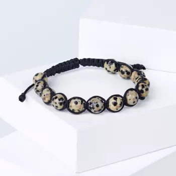 Браслет шамбала яшма далматиновая 8 мм 17 cм