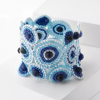 Браслет содалит (биж. сплав) 6 мм 17 см (+3 см)