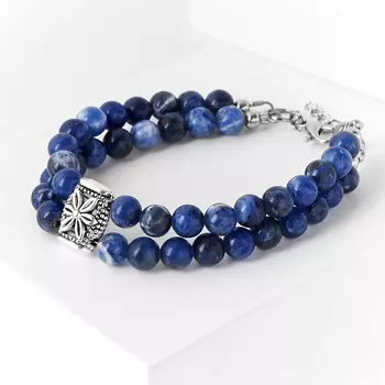 Браслет содалит (биж. сплав) 6 мм 17 см (+3 см)