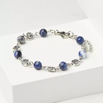 Браслет содалит (биж. сплав, сталь хир.) 6 мм 16 см (+3 см)