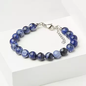 Браслет содалит (биж. сплав, сталь хир.) 8 мм 16 см (+3 см)