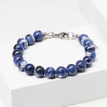 Браслет содалит (биж. сплав, сталь хир.) 8 мм 16 см (+3 см)