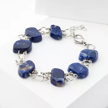 Браслет содалит (биж. сплав, сталь хир.) огранка 17 см (+3 см)