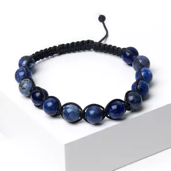 Браслет содалит шамбала 8 мм 17 см (регулируемый) (текстиль)