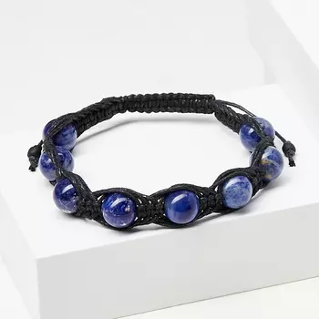 Браслет содалит (текстиль) шамбала 10 мм 17 см (регулируемый)