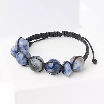 Браслет содалит (текстиль) шамбала 12 мм 16 см (регулируемый)