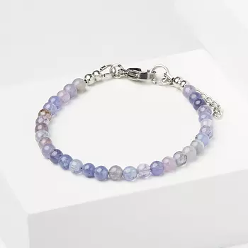 Браслет танзанит (биж. сплав, сталь хир.) 4 мм 16 см (+3 см)