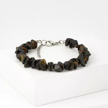 Браслет тигрово-соколиный глаз 16 см (+3 см) (биж. сплав)