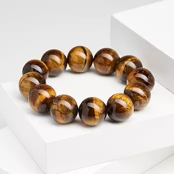 Браслет тигровый глаз 16 мм 17 см