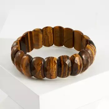 Браслет тигровый глаз огранка 19 см