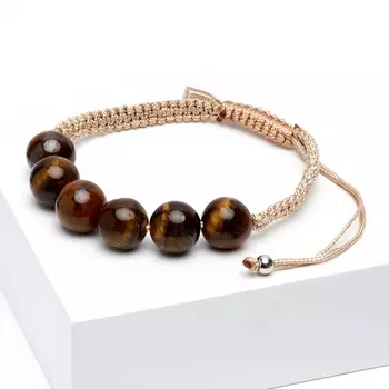 Браслет тигровый глаз шамбала 10 мм 15 см