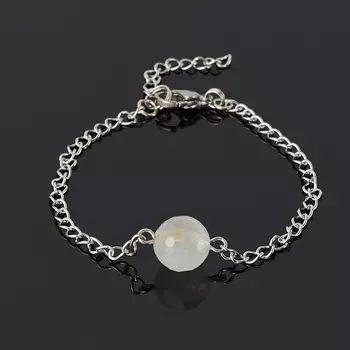 Браслет топаз серебристый (биж. сплав, сталь хир.) огранка 10 мм 16 см (+3 см)