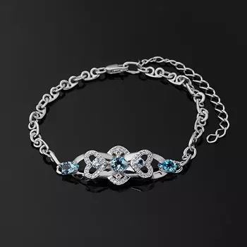 Браслет топаз swiss (серебро 925 пр. родир. бел.) огранка 16 см (+5 см)