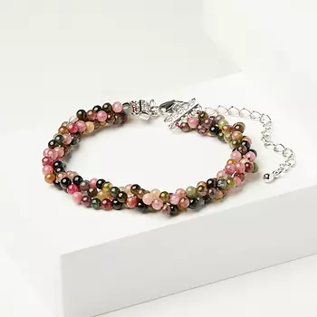 Браслет турмалин (биж. сплав) 3 мм 16 см (+4 см)