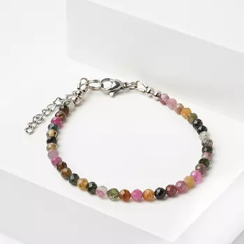 Браслет турмалин (биж. сплав, сталь хир.) огранка 3 мм 17 см (+3 см)