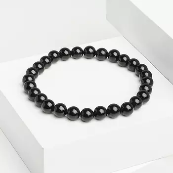 Браслет турмалин черный (шерл) 6 мм 17 см