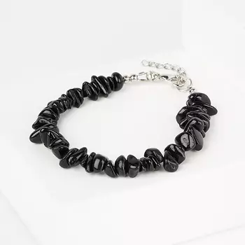 Браслет турмалин черный (шерл) (биж. сплав) 16 см (+3 см)