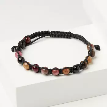 Браслет турмалин (текстиль) шамбала 6 мм 17 см (регулируемый)