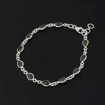 Браслет турмалин зеленый (верделит) (серебро 925 пр.) 19 см (+2 см)