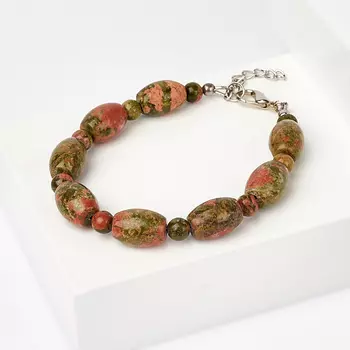 Браслет унакит 18 см (+3 см) (биж. сплав)