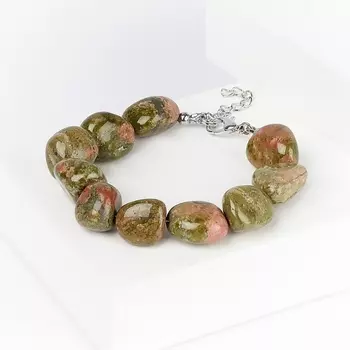 Браслет унакит (биж. сплав) 16 см (+3 см)