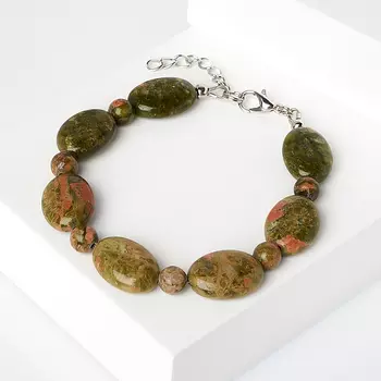 Браслет унакит (биж. сплав) 18 см (+3 см)