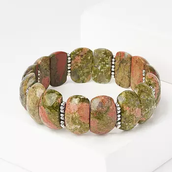 Браслет унакит (биж. сплав) огранка 18 см