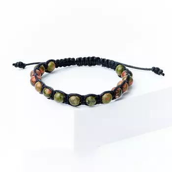 Браслет унакит (текстиль) шамбала 6 мм 16 см