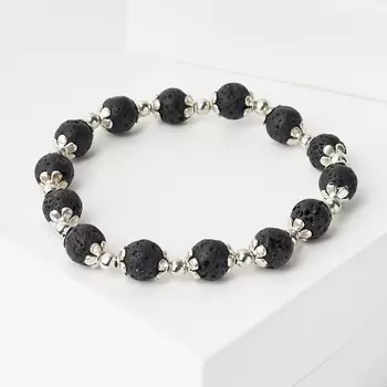 Браслет вулканическая лава (биж. сплав) 8 мм 17 см