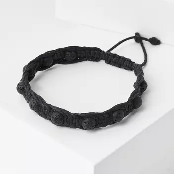 Браслет вулканическая лава (текстиль) шамбала 6 мм 16 см (регулируемый)