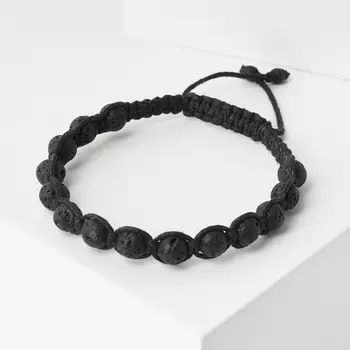 Браслет вулканическая лава (текстиль) шамбала 6 мм 17 см (регулируемый)