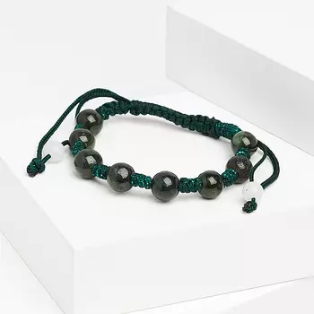 Браслет жадеит шамбала 15 см (регулируемый) (текстиль)