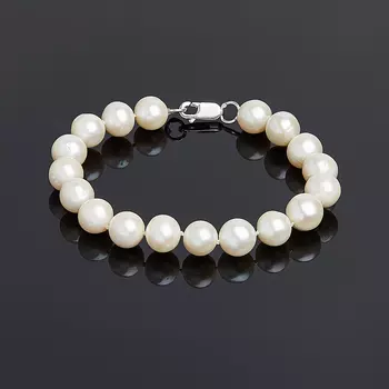 Браслет жемчуг белый (серебро 925 пр.) 8 мм 16 см