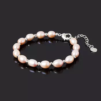 Браслет жемчуг лавандовый (биж. сплав) 14 см (+4 см)