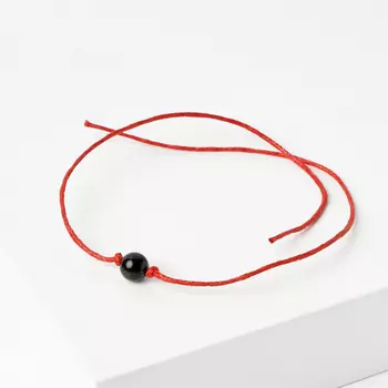 Браслет змеевик красная нить От завистников 6 мм регулируемый (текстиль)