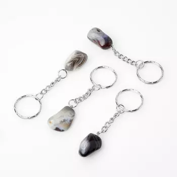 Брелок агат серый (биж. сплав)