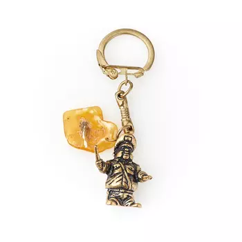 Брелок янтарь (латунь) 3 см