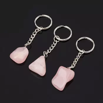 Брелок розовый кварц (биж. сплав)