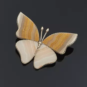 Брошь агат (биж. сплав)