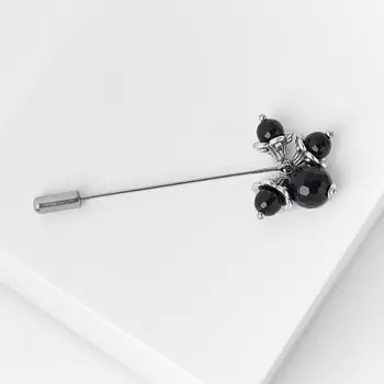 Брошь агат черный (биж. сплав) огранка