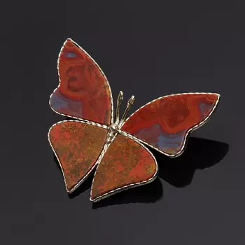 Брошь агат красный (мельхиор)