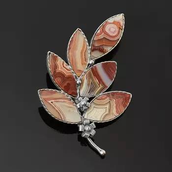 Брошь агат крейзи (биж. сплав посеребр.)